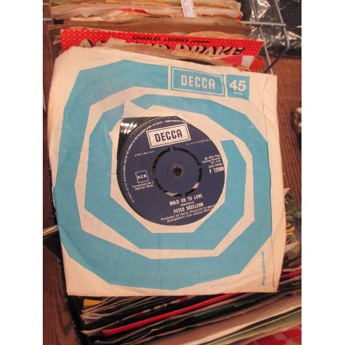 358 - BOX OF SINGLES 45's -  BROTHER LEES, MARTI WEBB - JOHN CRISP, BEACH BOYS, HOT GOSSIP ETC