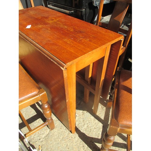 438 - RETRO TEAK DROP LEAF TABLE AND 4 CHAIRS