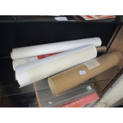 175 - QUANTITY OF ROLLED PICTURES AND PRINTS IN TUBES. INCLUDES ART 