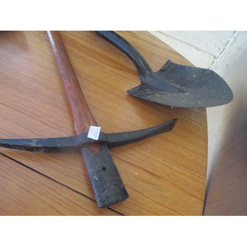 435 - VINTAGE S&S PICKAXE AND SMALL SHOVEL