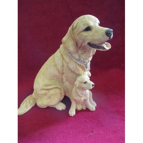 1 - GORGEOUS GOLDEN RETRIEVER WITH PUPPY, HAND PAINTED BY COUNTRY ARTISTS - 20CM H