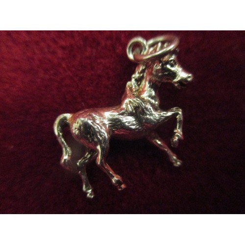 59B - 3 SILVER METAL CHARMS -ARCHER, MANGLE AND HORSE