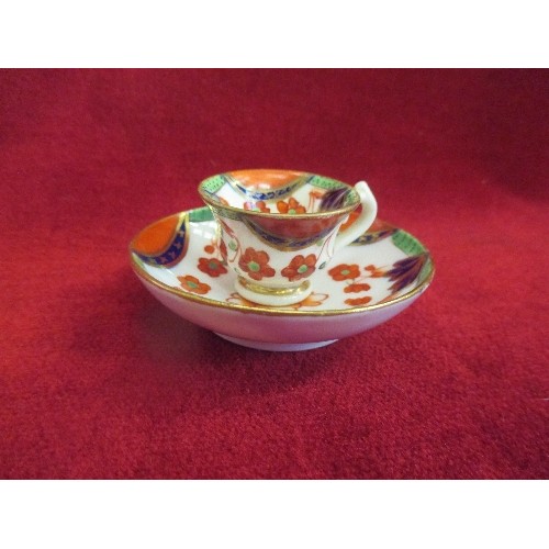 5 - 19TH CENTURY MINIATURE DOLLS CUP AND SAUCER - GAUDY WELSH PATTERN - DIA OF CUP 3.5 CM