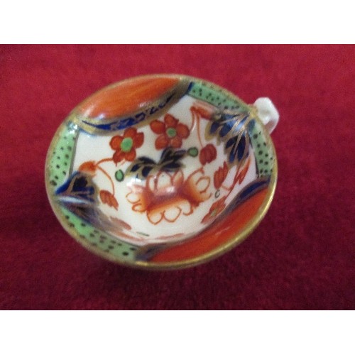 5 - 19TH CENTURY MINIATURE DOLLS CUP AND SAUCER - GAUDY WELSH PATTERN - DIA OF CUP 3.5 CM