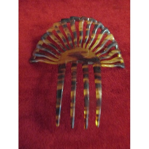 74 - A COLLECTION OF 19TH CENTURY AND EARLY 20TH CENTURY FAUX TORTOISESHELL HAIR COMBS. ONE IS SET WITH D... 