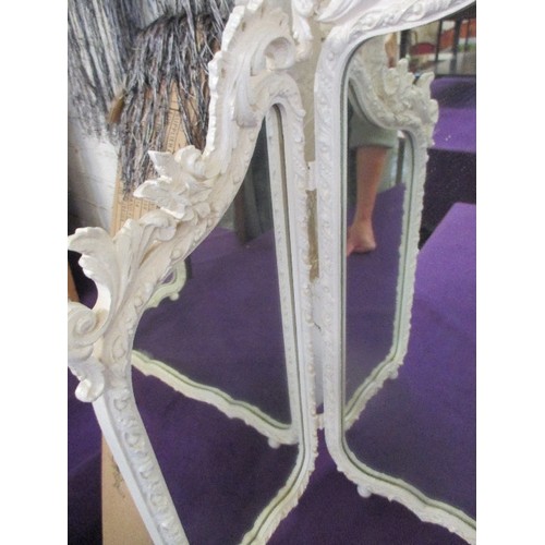 220 - MID CENTURY ORNATE DRESSING TABLE TRIPLE MIRROR IN THE FRENCH BAROQUE STYLE WITH SHELL AND SCROLL FR... 