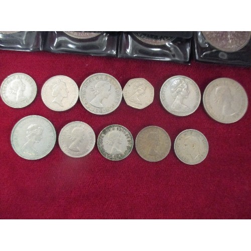 193 - ELIZABETH II COINS INCLUDING A COINAGE OF GREAT BRITAIN AND NORTHERN IRELAND PROOF SET, 1970, 2 X BR... 