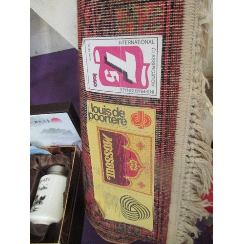 258A - GOOD QUALITY BELGIAN RUG WITH FRINGE - TURKISH PATTERN - 100% WOOL PIE - 84CM X 160CM