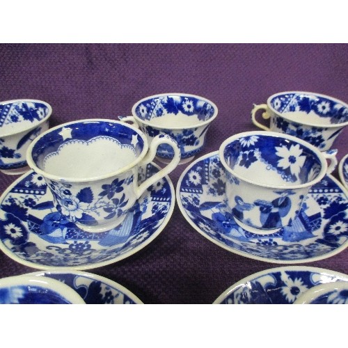 170 - EARLY 19TH CENTURY HILDITCH AND SONS BLUE AND WHITE PART TEA AND COFFEE SET IN AN ORIENTAL PATTERN -... 