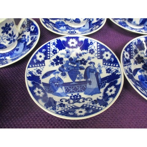 170 - EARLY 19TH CENTURY HILDITCH AND SONS BLUE AND WHITE PART TEA AND COFFEE SET IN AN ORIENTAL PATTERN -... 