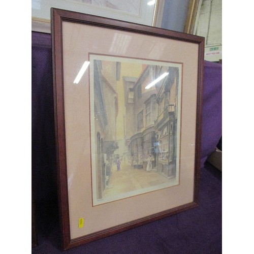 162 - THREE CIRCA 1920 LIMITED EDITION PRINTS 115/850 BY WILLIAM MONK FRSA - TWO TOWN SCENES WITH FIGURES ... 