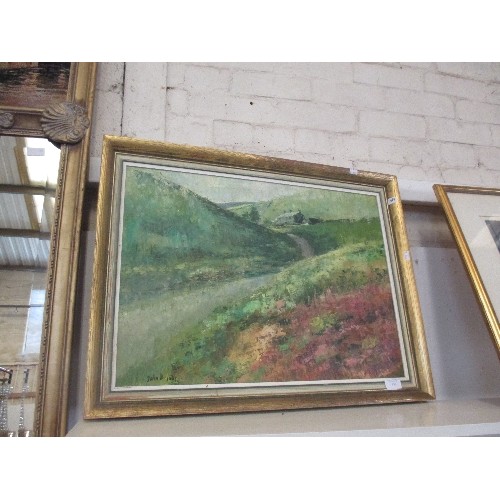 156 - 20TH CENTURY OIL ON BOARD LANDSCAPE WITH FARMHOUSE - PROBABLY WELSH SCHOOL - SIGNED WITH ARTISTS MON... 