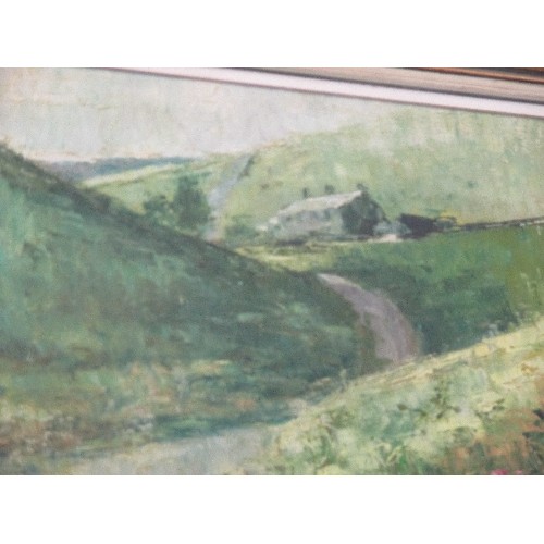 156 - 20TH CENTURY OIL ON BOARD LANDSCAPE WITH FARMHOUSE - PROBABLY WELSH SCHOOL - SIGNED WITH ARTISTS MON... 