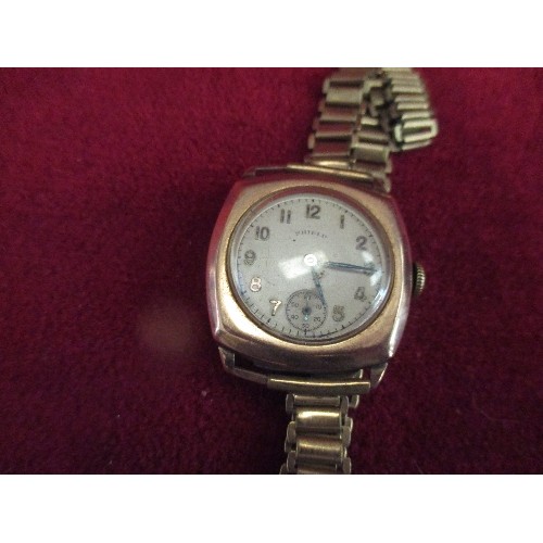 129 - VINTAGE 9CT GOLD SHIELD GENTS WRIST WATCH AROUND 1928