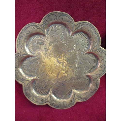 124 - AN ANGLO INDIAN 19c BRONZE HAND CARVED CARD TRAY WITH FINE ENGRAVING OF THE GOD VAHANA SITTING ON HE... 