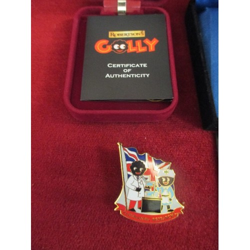 98 - ROBERTSON'S GOLLY COLLECTION INCLUDING THE FAREWELL SILVER PLATED GOLLY BADGE, WITH CERTIFICATE IN B... 