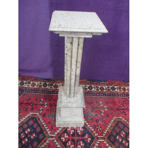 464 - A BEAUTIFUL QUALITY MARBLE PLINTH - FLUTED COLUMN - PALE GREY GREEN WITH BROWN SPECKS - HEAVY PIECE ... 