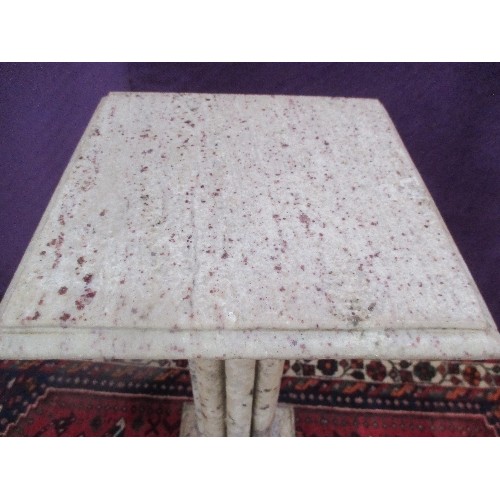 464 - A BEAUTIFUL QUALITY MARBLE PLINTH - FLUTED COLUMN - PALE GREY GREEN WITH BROWN SPECKS - HEAVY PIECE ... 