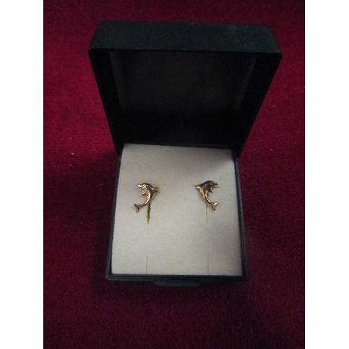 26B - PAIR OF DOLPHIN 9Ct GOLD EARRINGS