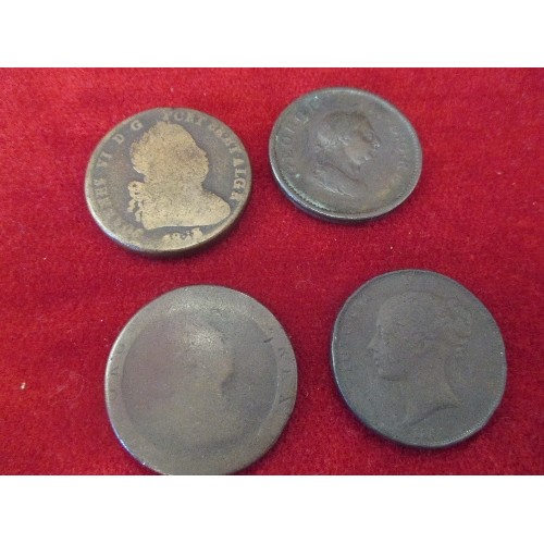 195 - BAG OF COPPER COINS - SOME EARLY INC GEORGE III PENNY, CARTWHEEL PENNY, VICTORIA 1854 PENNY, JOANNES... 