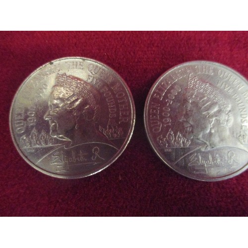 184 - 6 QUEEN MOTHER £5 COMMEMORATIVE COINS