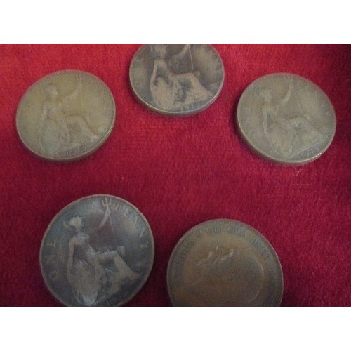 184C - BOX OF PENNY COINS AND A FEW HALF PENNIES - ALL GEORGE V - 2KG WEIGHT