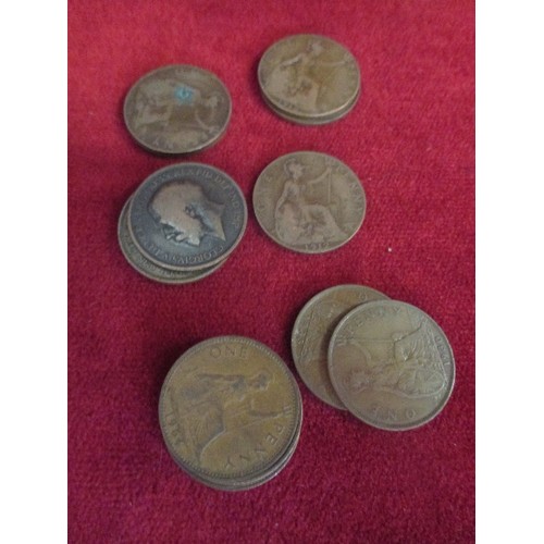 184D - TUB OF PENNY COINS - GEORGE V TO ELIZABETH-  2KG WEIGHT