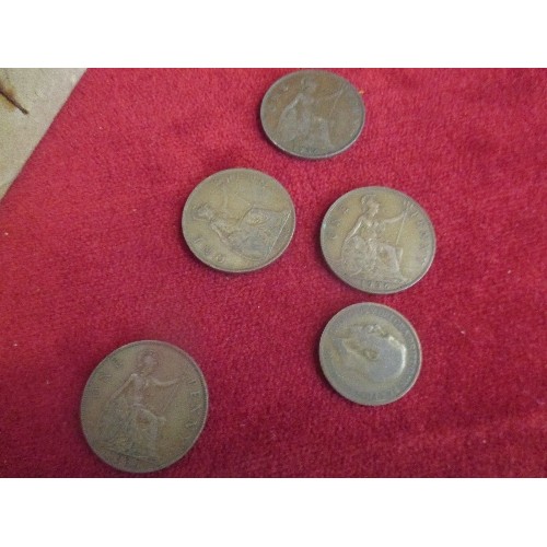 184E - BOX OF PENNY COINS - ALMOST ALL GEORGE V - A FEW HALFPENNIES - 2KG WEIGHT