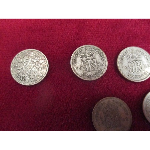 184G - 13 X SILVER CONTENT COINS - 3 X GEO V FLORINS , 2 X GEO V SHILLINGS, 2 X GEO V SIXPENCE AND 6 X GEO ... 