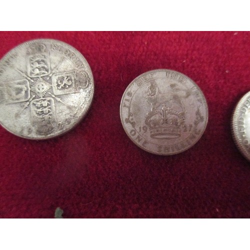 184G - 13 X SILVER CONTENT COINS - 3 X GEO V FLORINS , 2 X GEO V SHILLINGS, 2 X GEO V SIXPENCE AND 6 X GEO ... 