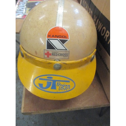 451 - VINTAGE KANGOL SCOOTER/MOPED HELMET. OPEN FACED WITH VISOR.