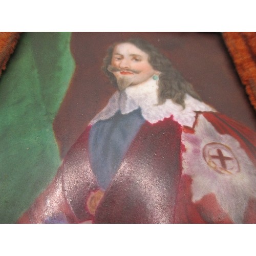 85A - A BEAUTIFUL 19TH CENTURY HANDPAINTED PORCELAIN PLAQUE (PROBABLY BERLIN) OF CHARLES I, AFTER THE ORIG... 