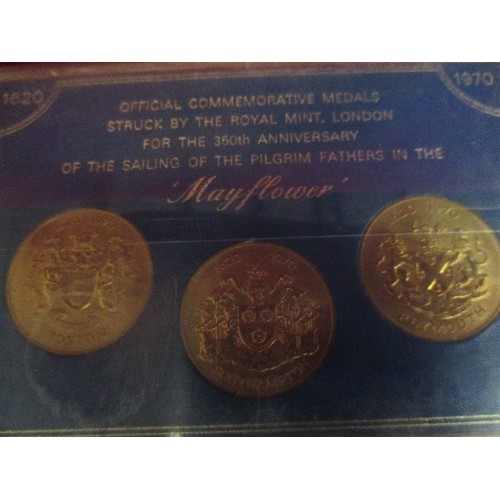 186D - TWO PROOF SETS OF MEDALS 1970 STRUCK BY THE ROYAL MINT FOR THE 350TH ANNIVERSARY OF THE SAILING OF T... 