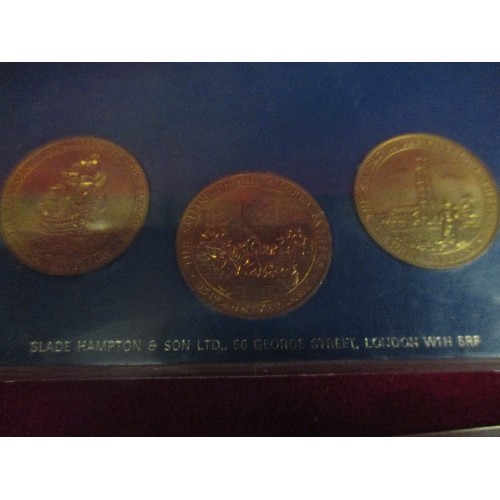 186D - TWO PROOF SETS OF MEDALS 1970 STRUCK BY THE ROYAL MINT FOR THE 350TH ANNIVERSARY OF THE SAILING OF T... 