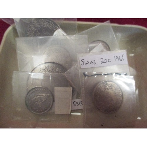 186C - TUB OF FOREIGN COINS INC AUSTRALIA, HONG KONG, AND A SMALL TUB OF SWISS COINS