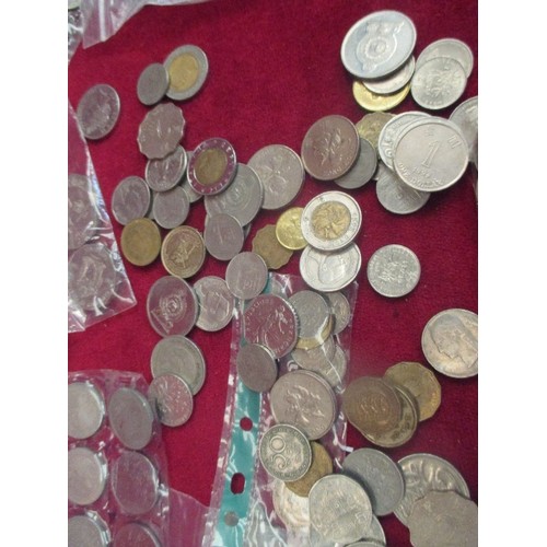 186C - TUB OF FOREIGN COINS INC AUSTRALIA, HONG KONG, AND A SMALL TUB OF SWISS COINS