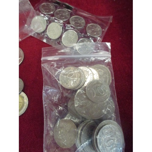 186C - TUB OF FOREIGN COINS INC AUSTRALIA, HONG KONG, AND A SMALL TUB OF SWISS COINS