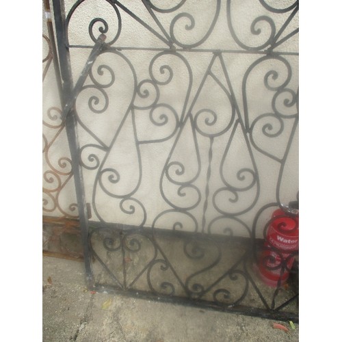 211B - VINTAGE WROUGHT IRON GATE, ORIGINALLY FROM CAIRO - WITH HANDLE  - SCROLL DESIGN - 113CM X 250CM