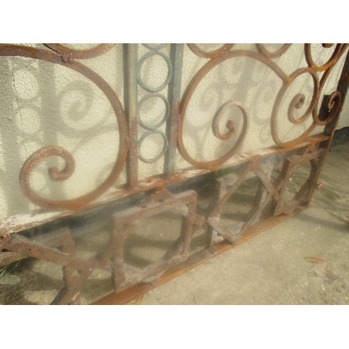 211A - VINTAGE WROUGHT IRON GATE, ORIGINALLY FROM CAIRO - WITH HINGES AND HANDLE  - SCROLL DESIGN AND OTTOM... 