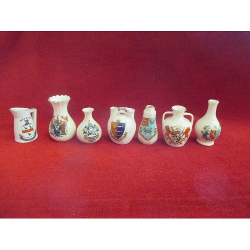 82 - COLLECTION OF 7 CRESTED WARE CHINA ITEMS. INC ARCADIAN, WILLOW, CARLTON.