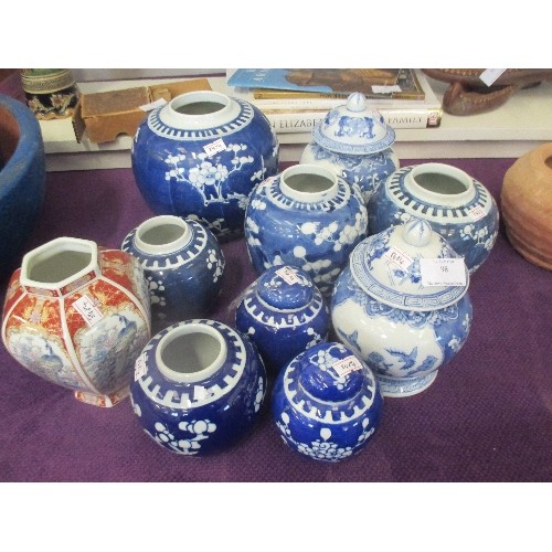 98 - COLLECTION OF 10 ORIENTAL GINGER JARS AND POTS.