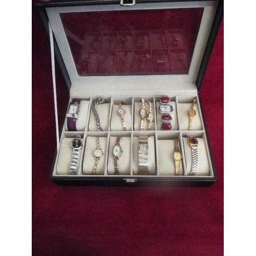 102 - LOVELY WATCH CASE, CONTAINING 13 WATCHES.