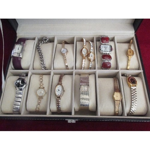 102 - LOVELY WATCH CASE, CONTAINING 13 WATCHES.