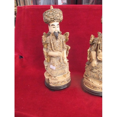 108 - A PAIR OF LARGE ORIENTAL FIGURES. MALE & FEMALE. 31CM H.