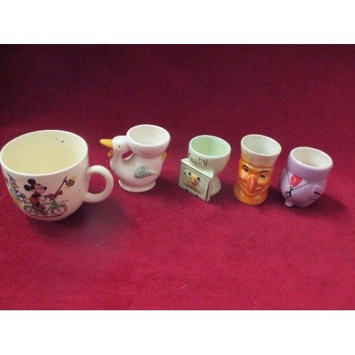 169 - LOVELY COLLECTION OF VINTAGE CHILDREN'S CERAMICS INC SOOTY EGG CUP (KEELE STREET POTTERY), MR PUNCH,... 