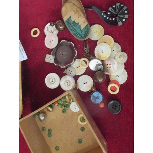 87 - VINTAGE BUTTONS IN OLD 'BATTY & SONS-MANCHESTER' BOX.