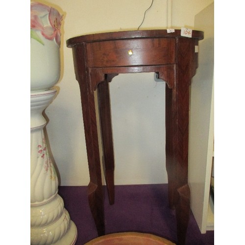 104 - TALL OVAL SIDE TABLE WITH DRAWER. 75CM TALL.