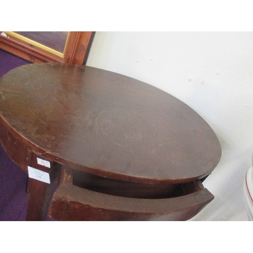 110 - OVAL SIDE TABLE WITH DRAWER. 52CM H.