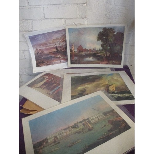 175 - NICE UNFRAMED PRINTS, INCLUDES THE CANALETTO OF ROYAL HOSPITAL GREENWICH, JOHN CONSTABLE'S DEDHAM MI... 