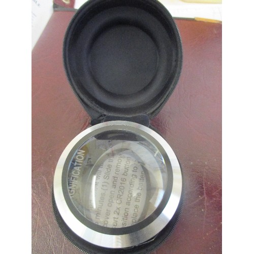17 - A 3 LED-LIGHT MAGNIFIER PAPERWEIGHT 5X
